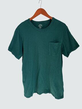 J.Crew Green Garment-Dyed Slub Cotton Pocket T-Shirt Size large